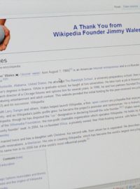 Jimmy Wales a jeho poděkování na Wikipedii