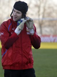 Trénink fotbalové reprezentace. Petr Čech