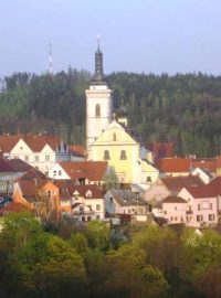 Stříbro - pohled od západu při západu slunce