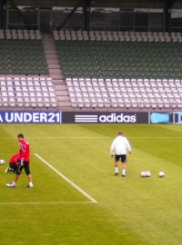 Trénink českých brankářů na Viborg Stadion