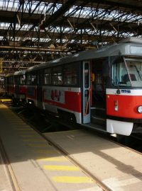 Brněnské tramvajové depo v době stávky