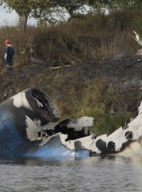 Trosky letounu Jak-42, který havaroval u ruské Jaroslavli