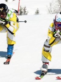 Canada&#039;s Nick Zoricic  (L) skis down the slope during a run at the FIS skicross world cup event in Grindelwald, March 10, 2012. Zoricic  died on Saturday after crashing in a World Cup ski cross race in the Swiss resort of Grindelwald