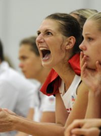 Letní olympijské hry Londýn 2012, 26. července. Přípravný zápas basketbalistek před olympijským turnajem: Česká republika - Kanada. Ilona Burgrová.