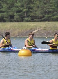 Daniel Havel, Lukáš Trefil, Josef Dostál a Jan Štěrba na čtyřkajaku