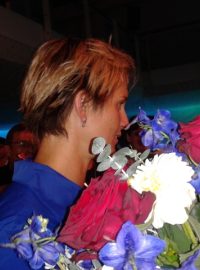 Barbora Špotáková a její přivítání fanoušky v Českém domě