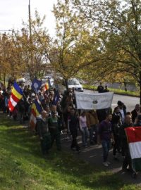 Pochod proti extremistické demonstraci v maďarském Miskolci