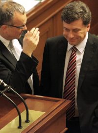 Poslanecká sněmovna 7.11. 2012, Miroslav Kalousek a Pavel Blažek