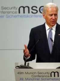 Americký viceprezident Joe Biden řeční na mnichovské bezpečnostní konferenci