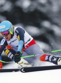 Ted Ligety na trati superobřího slalomu ve Schladmingu