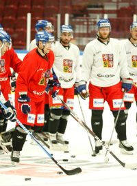 Trénink českých hokejistů v Malmö