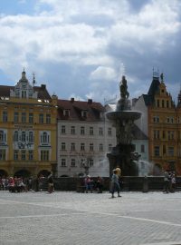 České Budějovice: náměstí Přemysla Otakara II., Samsonova kašna