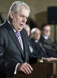 Inaugurace nového prezidenta. Nový prezident Miloš Zeman při prezidentském  projevu