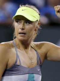 Tenista Maria Šarapovová se raduje z vítězného úderu v semifinále turnaje WTA v Indian Wells