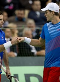 Tomáš Berdych (vpravo) a Radek Štěpánek ve finále Davisova poháru