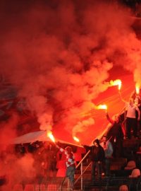 Fanoušci Zbrojovky během ligového utkání Brna s Plzní