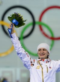 Rychlobruslařka Martina Sáblíková vybojovala na Olympijských hrách v Soči na trati 3000 metrů stříbrnou medaili