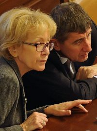 Poslanecká sněmovna 12.2.2014, Andrej Babiš (vpravo) a Helena Válková
