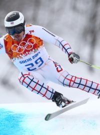 Ondřej Bank při sjezdu na olympijských hrách v Soči