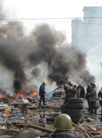 Barikáda v centrum Kyjeva