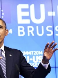 Barack Obama vystoupil v Bruselu po jednání s představiteli EU