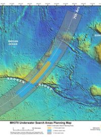 Mapa nového pátrání po pohřešovaném letadle  Malaysia Airlines letu 370 v jižním Indickém oceánu