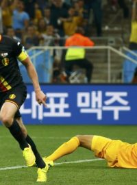 Fotbalové MS v Brazílii. Belgičan Jan Vertonghen slaví gól do sítě Jižní Korey