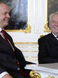 Prezident Miloš Zeman přijal na Pražském hradě slovenského prezidenta Andreje Kisku