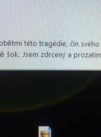 Obrázek s textem e-mailu od syna střelce z Uherského Brodu