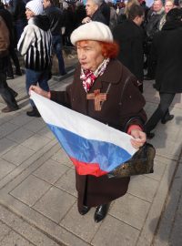 Oslavy prvního výročí referenda o připojení Krymu k Rusku v Simferopolu, hlavním městě Republiky Krym