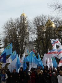Oslavy prvního výročí referenda o připojení Krymu k Rusku v Simferopolu, hlavním městě Republiky Krym