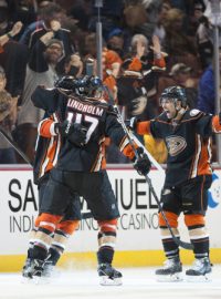 Anaheim slaví vítězný gól v utkání s Los Angeles