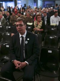 Srbský premiér Aleksandar Vučić v bosenské Srebrenici