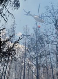 U Dobříva na Rokycansku hoří les. Požár pomáhají hasit dva vrtulníky