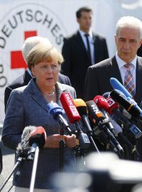 Německá kancléřka Angela Merkelová při návštěvě v saském Heidenau