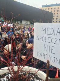 Demonstrace za svobodu slova ve Varšavě