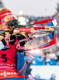Gabriela Koukalová při střelbě