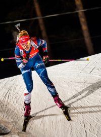 Gabriela Koukalová v pátečním sprintu v Kontiolahti