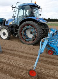 Traktor, farmář, zemědělství, pole, úroda