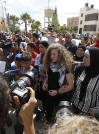 Palestinka Ahid Tamímí po propuštění z vězení