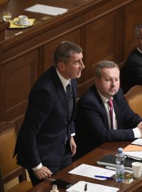 Premiér Andrej Babiš hlasuje proti nedůvěře vládě