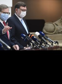Předseda ODS Petr Fiala s předsedou poslaneckého klubu Zbyňkem Stanjurou