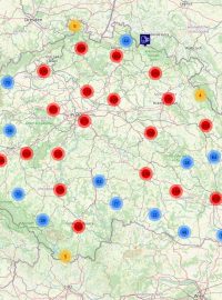 Mapa míst, na kterých budou policisté během Speed Maratonu 2023 měřit rychlost