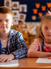 Ukrajinské děti na základní škole Rovniny v Hlučíně na Opavsku