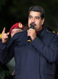 Venezuelský prezident Nicolás Maduro promlouvá po zveřejnění výsledků voleb.