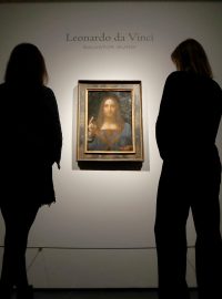 Plátno Salvator mundi zobrazuje Krista v modrém oděvu, jak žehná pravicí s překříženými prsty a v levé ruce drží křišťálovou kouli. Da Vinci ho namaloval kolem roku 1500