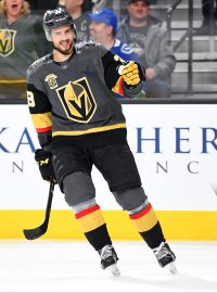 Útočník Tomáš Hyka slaví svůj premiérový gól za Las Vegas Knights