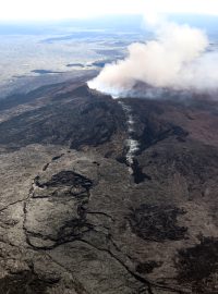 Sopka Kilauea, která po erupci vyvolala několik zemětřesení.