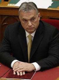 Maďarský premiér Viktor Orbán v parlamentu v Budapešti.