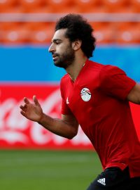 Egyptský útočník Mohamed Salah při tréninku na mistrovství světa